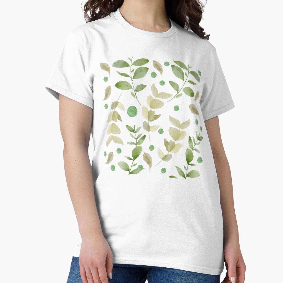 Soft and Subtle Watercolor Leaves Patern in Gold and Green Spring Aesthetic by Ching Teoh