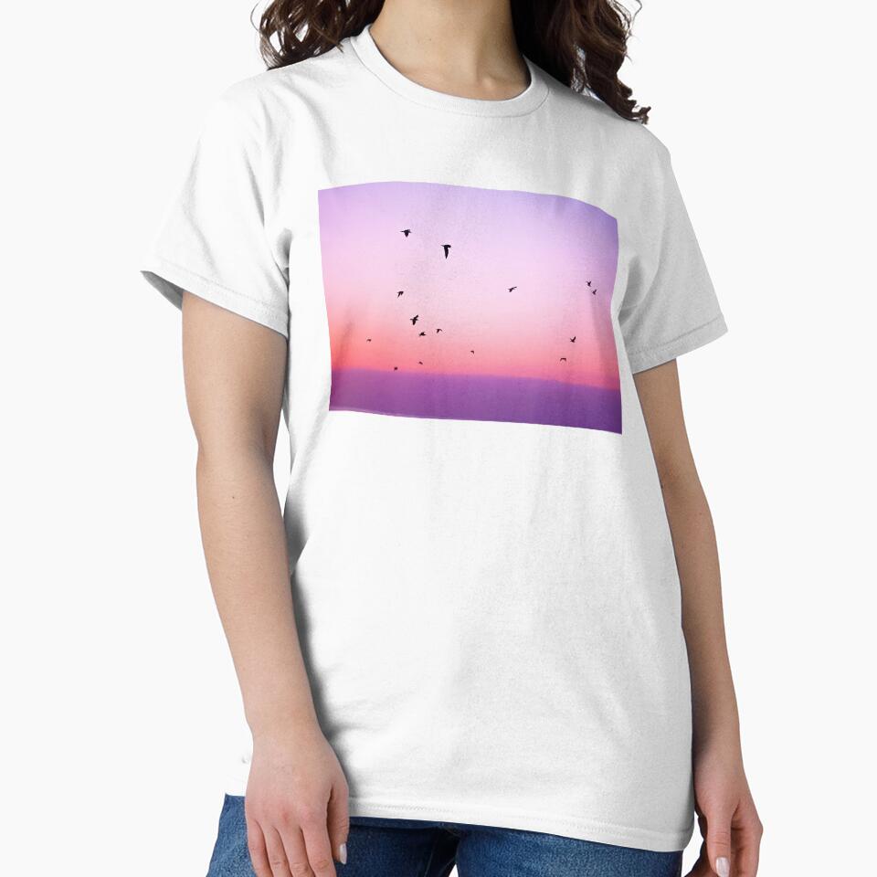 Pink Purple and Blue Summer Sunset Birds View by CheraeLynn