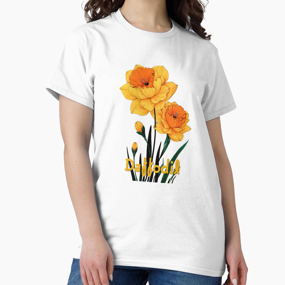 Golden Bloom – Vibrant Daffodil Illustration by ForeverPrintsOK