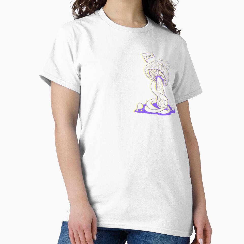 Poisonous acid neon purple and yellow mushroom with bubbles and snake by MalkyTea