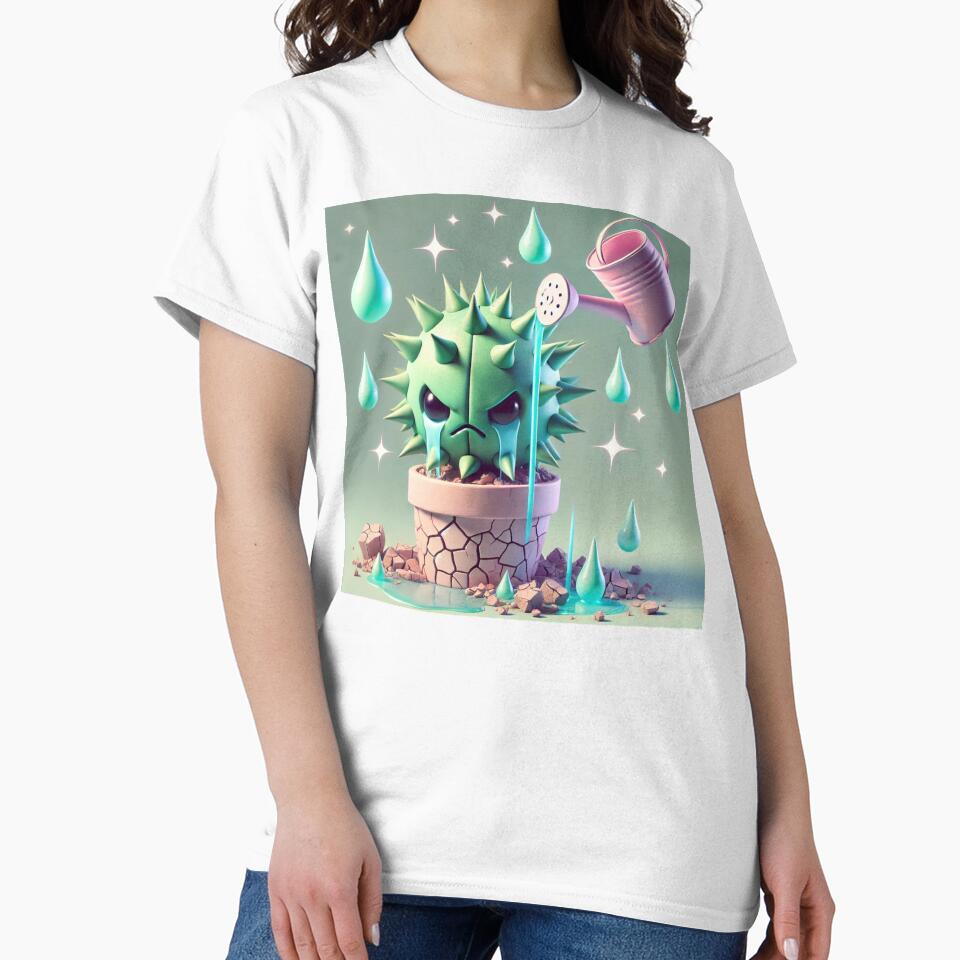 Sad Cactus Being Overwatered – Cute 3D Pastel Plant Humor by ComedyInkFactor
