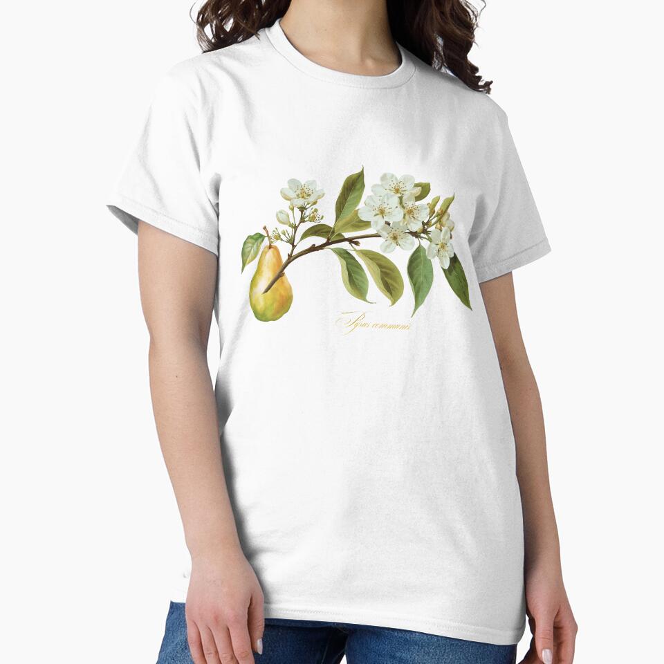 Pyrus communis | Flowering Branch and Fruit Botanical Illustration (No Background) by ChristinePartlow