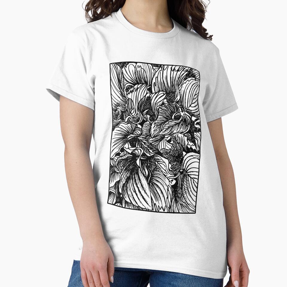 Black & White Hosta Leaves by Nicki Oren Designs