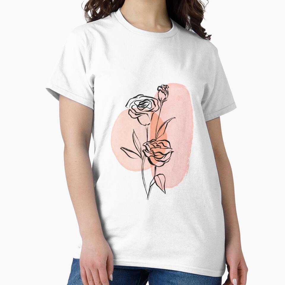 Minimalist Rose - Botanical Drawing with Pink Shapes by rachelhirst