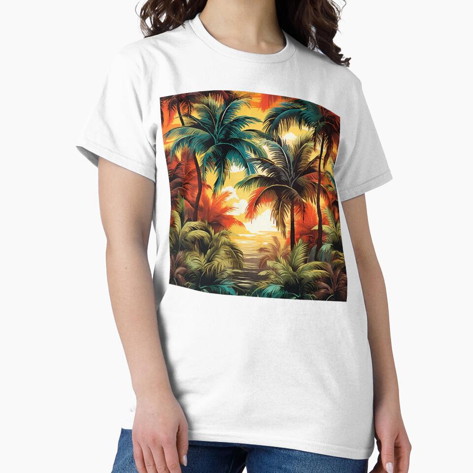 Colorful tropical palms print by dcrc