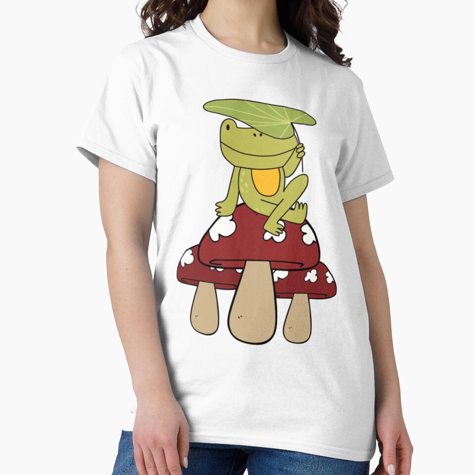 Cute Frog Sitting On A Mushroom, Frog Lover Gift, Cottagecore by GatheringPlace