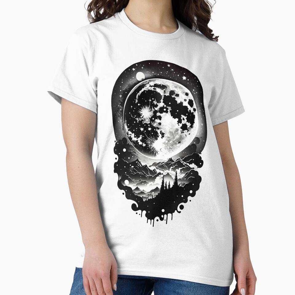Moon Graphic, Night lovers, Black and White, Arstnator by Artsynator