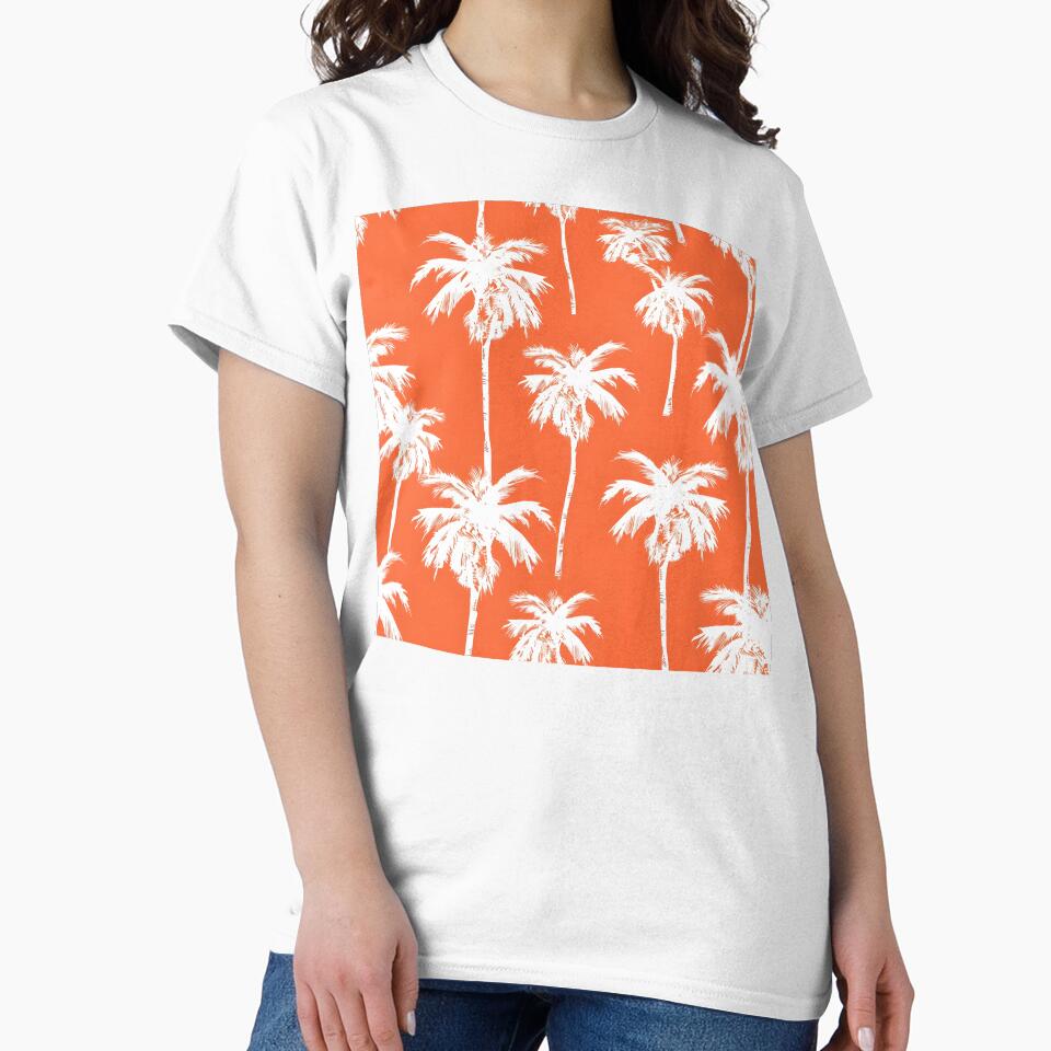 tropical white palms with an orange background by dcrc