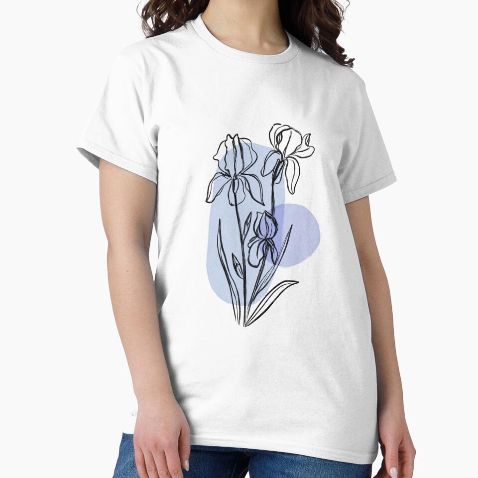 Minimalist Iris - Botanical Drawing with Purple Shapes by rachelhirst