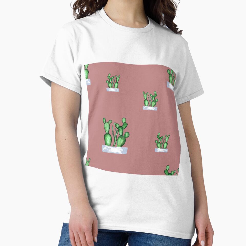 Cactus green seamless pattern a watercolor sketch pink by Yana Mustafina | Boho Soulful Designs