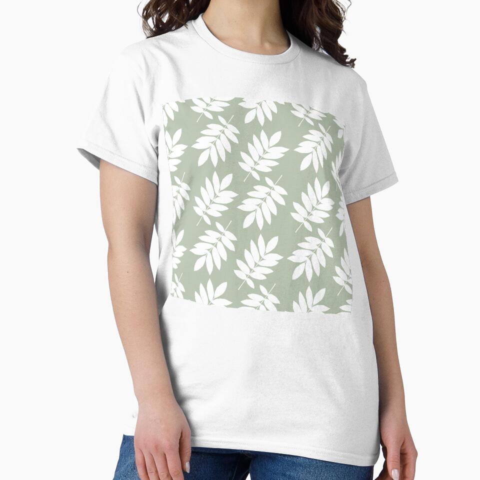 Elder Leaf Pattern White on Green by NataliePaskell