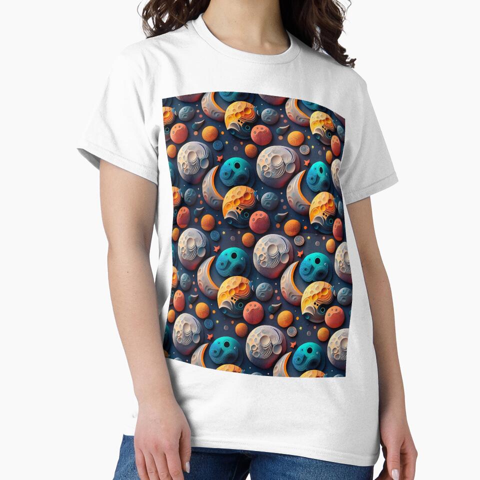 Multicoloured Moonlit Dreamscape: A dreamy pattern with moons floating in a surreal landscape, filled with fantastical magical objects. by Grang Art Artistic Designs