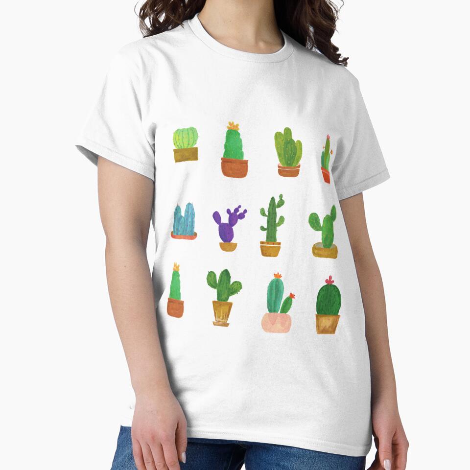 Cute Different Types Of Cactus Plants Watercolor by lodarohit