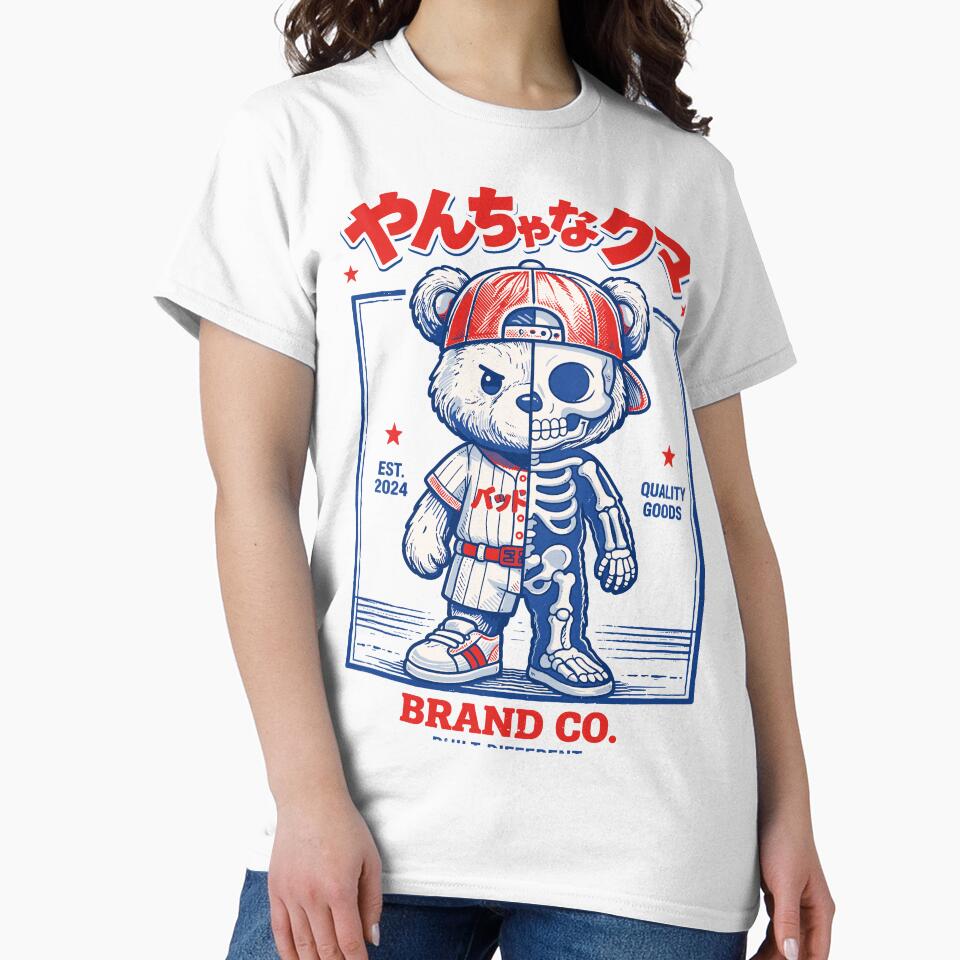 31 Cute Chibi Bear Skull  Batter Tee Kawaii Yancha na Kuma Mischievous Bear by KUMAINK