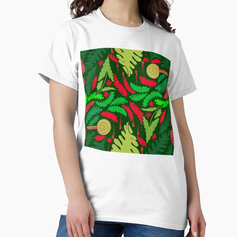 Green leaf pattern red and green color Christmas theme by nickardi