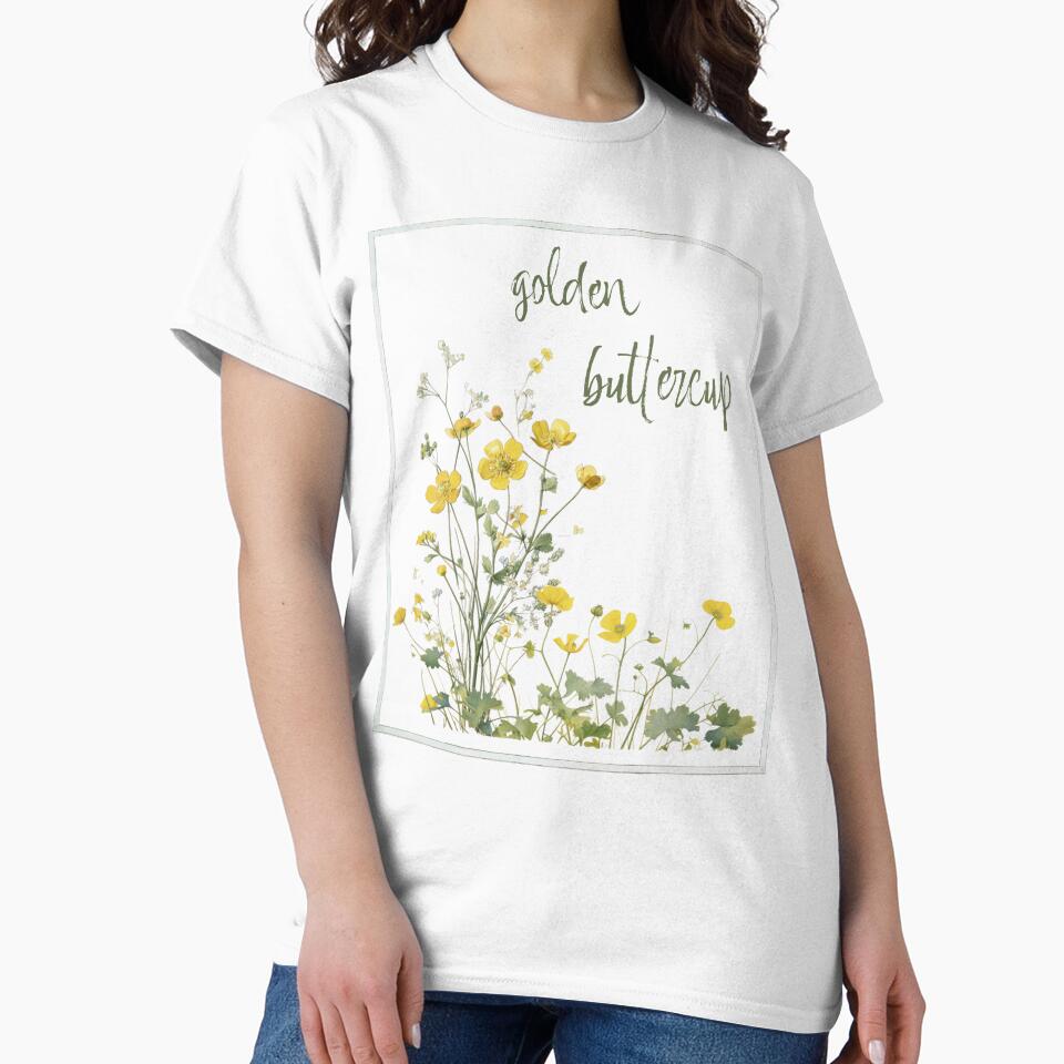 Golden Buttercup Vintage Botanical Flower Illustration by AggyCreatif