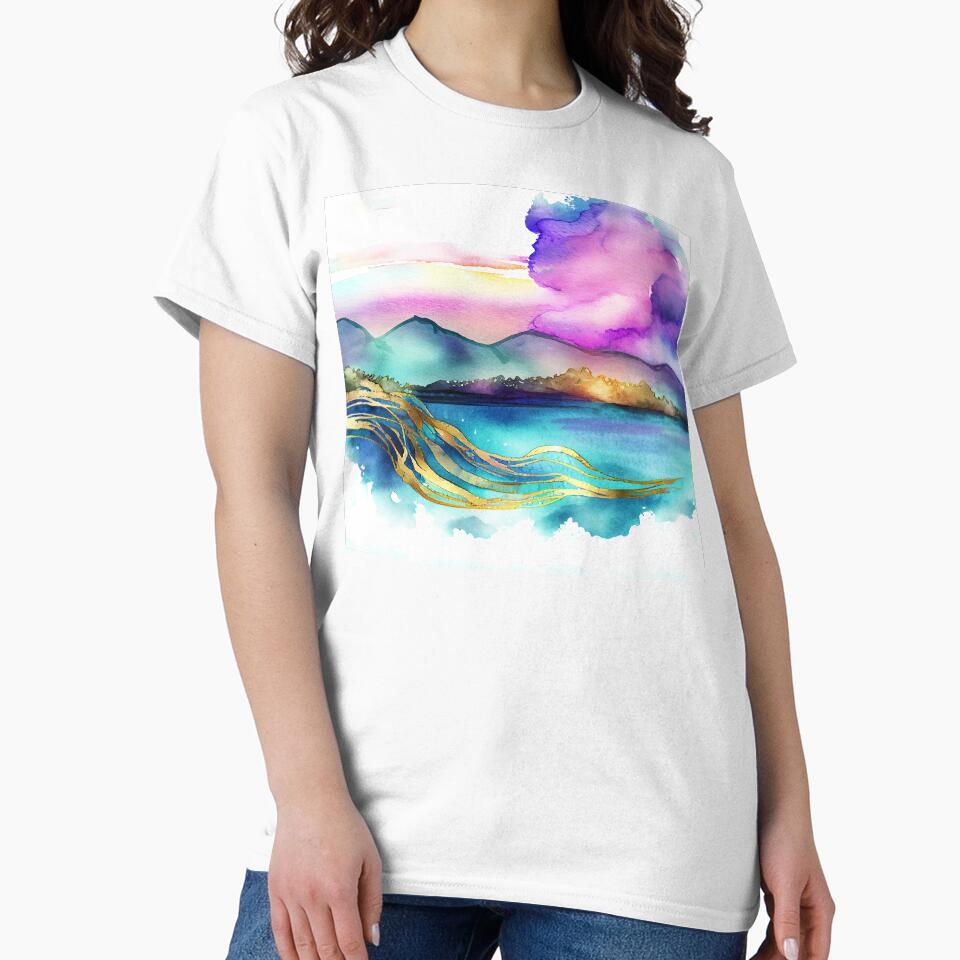 Unforgettable Purple Teal Sunset Painting for Home Decor Digital Print by adlydesigns