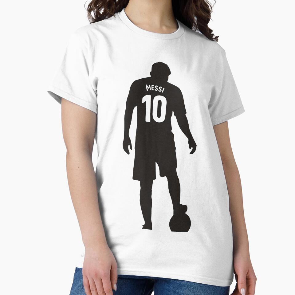 Messi 10 Silhouette Graphic T-Shirt - Minimalist White Tee by soondy