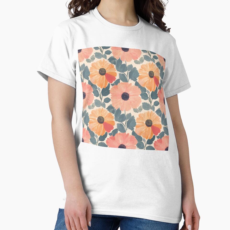 Playful Retro Colorful Floral Pattern by soft-pop-studio