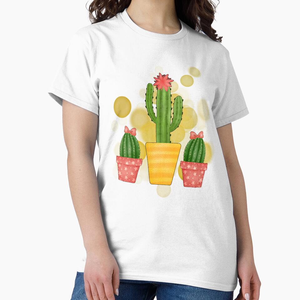 Three Smiling Potted Cacti – Cute Botanical Illustration by iamKRUK