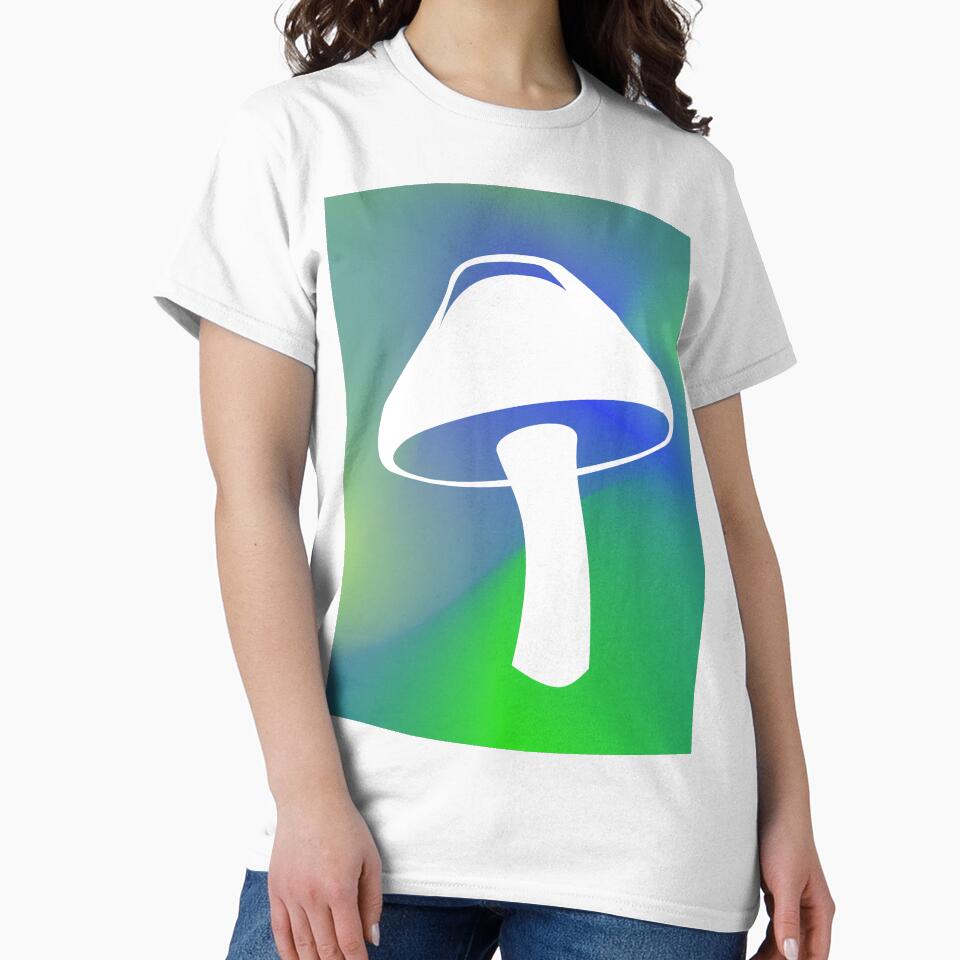 White Mushroom with Blue Background by Risa-C