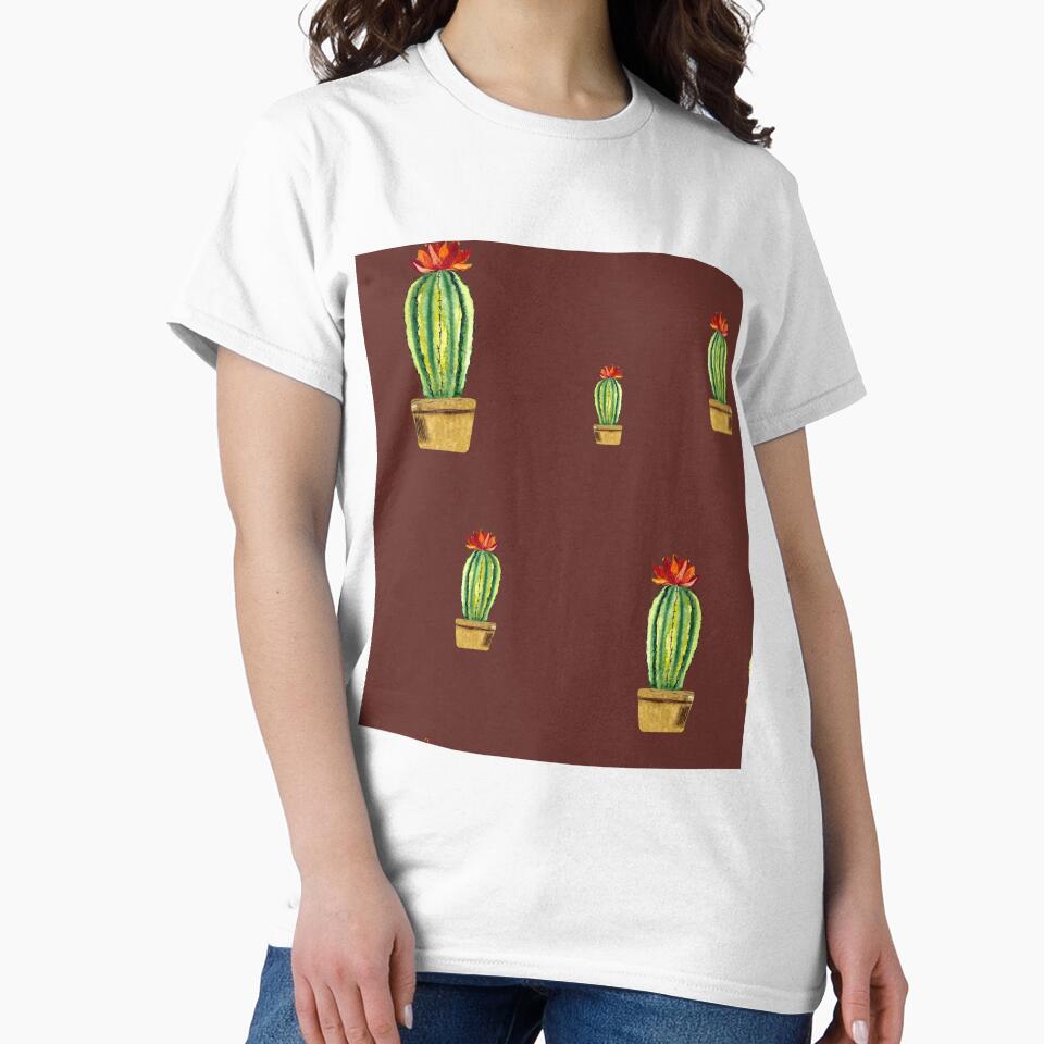 Cactus green red flower pattern watercolor sketch red by Yana Mustafina | Boho Soulful Designs