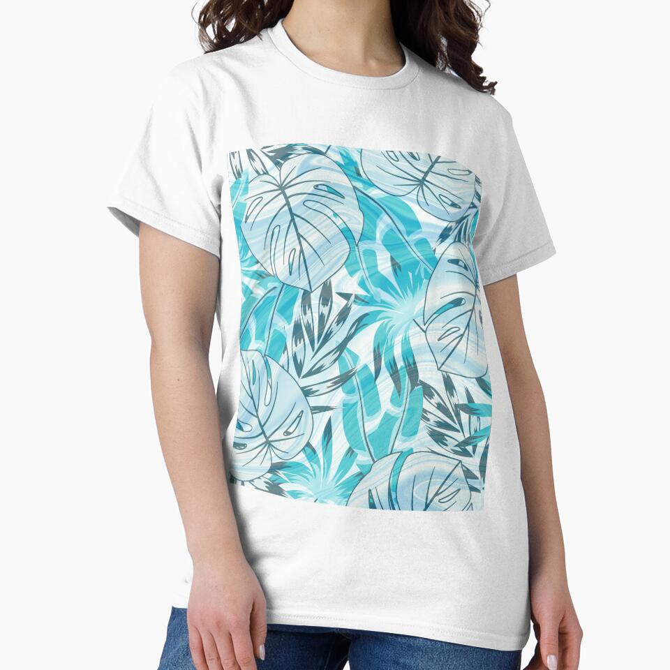 turquoise blue watercolor flower pattern by Beeroclock