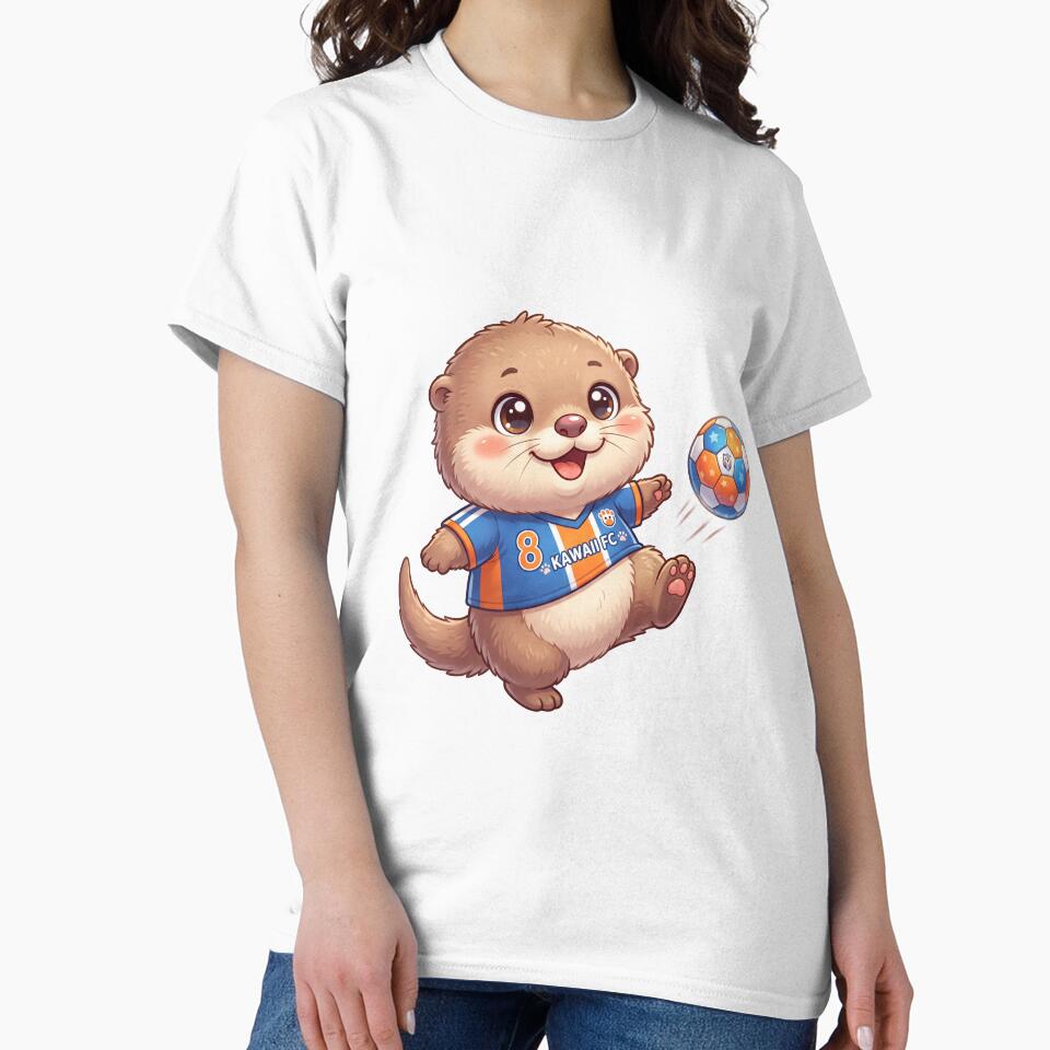 Cute Otter Football Mascot Kawaii Soccer Animal Cartoon T-Shirt by canvahub