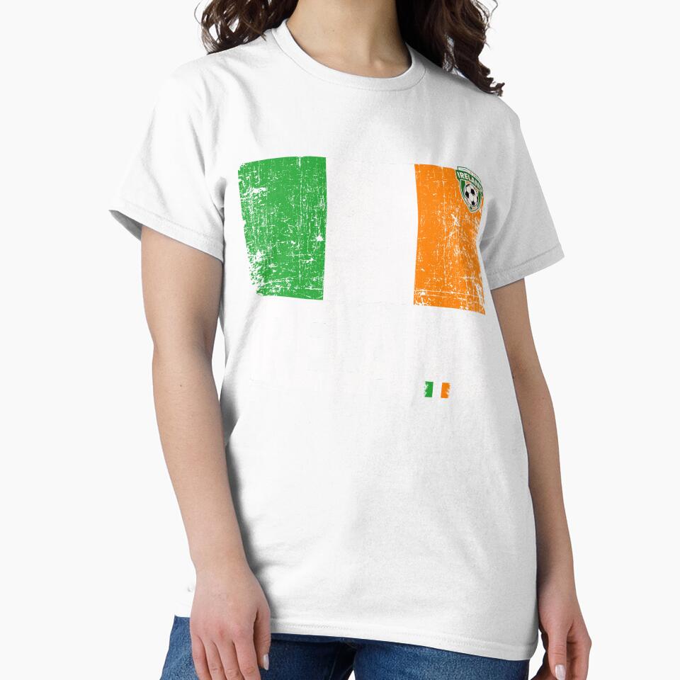 DISTRESSED IRELAND IRISH FLAG SOCCER SAINT PATRICK'S DAY DESIGN WHITE FONT by Teeshirthustle