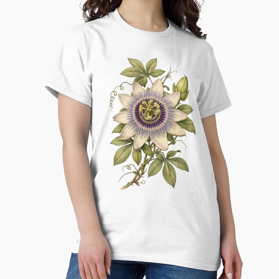 Vintage Passion Flower Botanical Illustration - Passiflora Antique Print by Darlin8888
