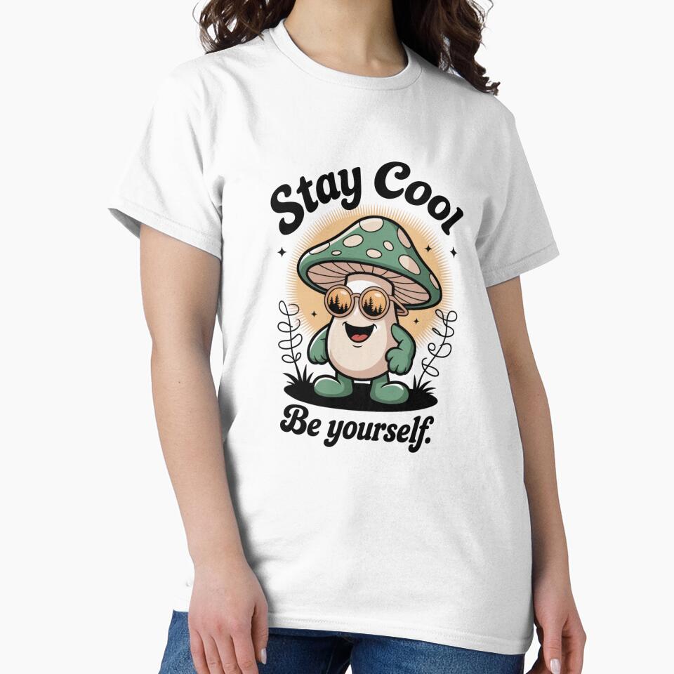 Stay Cool Retro Cartoon Mushroom Design by NavigatorStreet