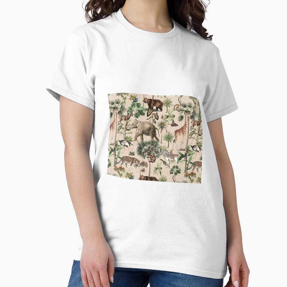 Aesthetic Savanna Animals Pattern Art Print by Eva Vincent
