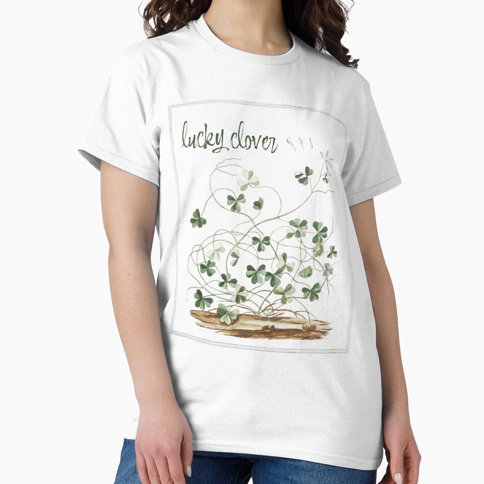 Lucky Clover Vintage Botanical Illustration by AggyCreatif