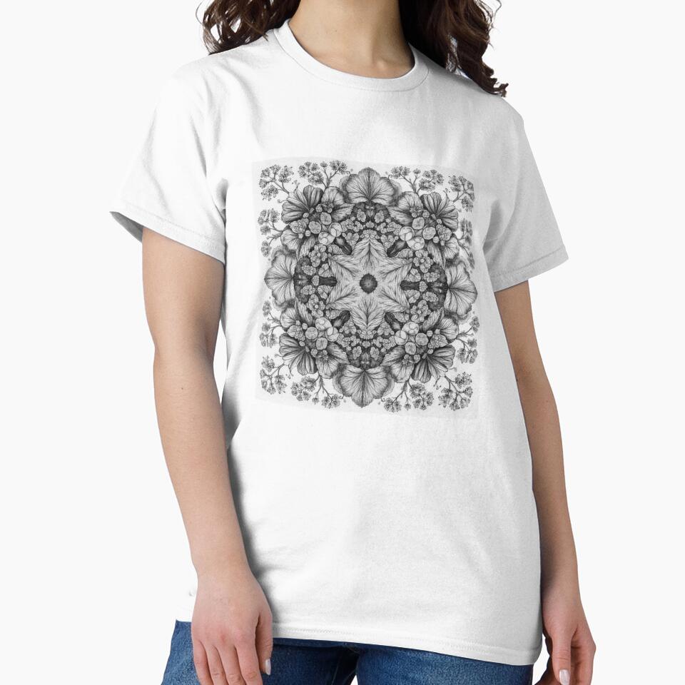 Alchemilla Mollis – Botanical Mandala in Charcoal (Black & White Edition) by Colorshow-relax