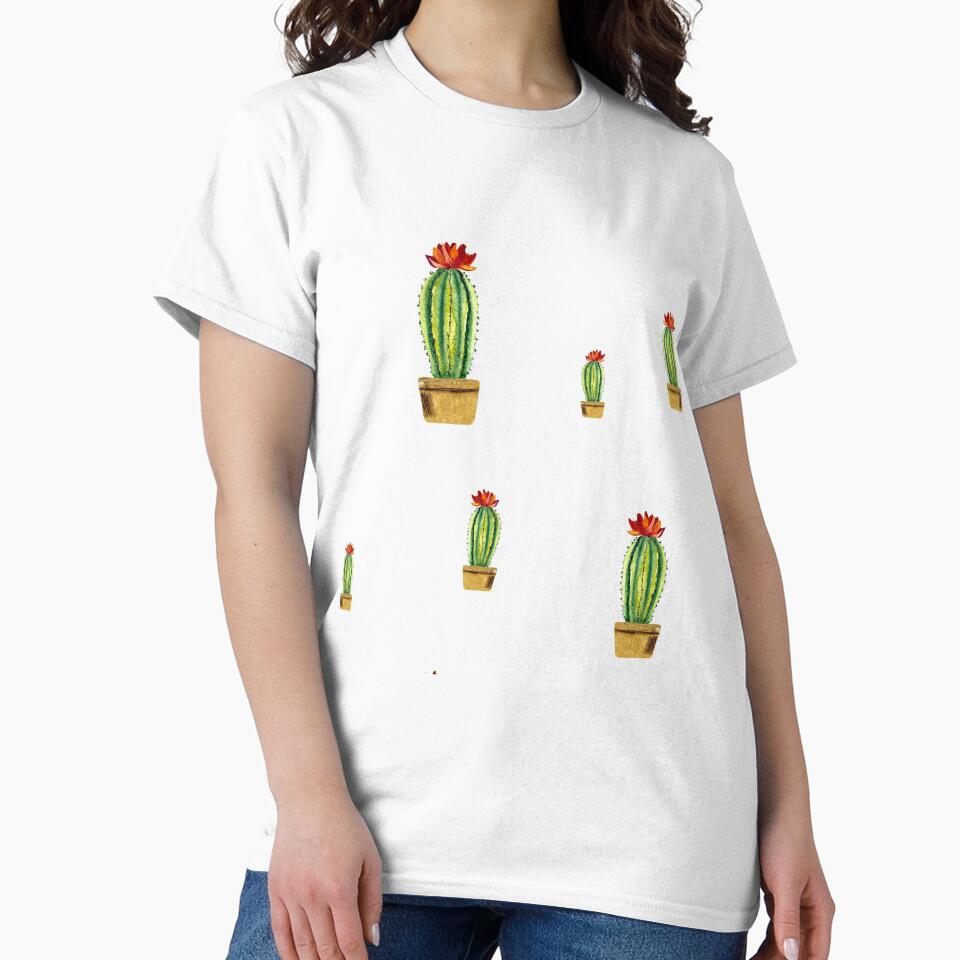 Cactus green red flower pattern watercolor sketch by Yana Mustafina | Boho Soulful Designs