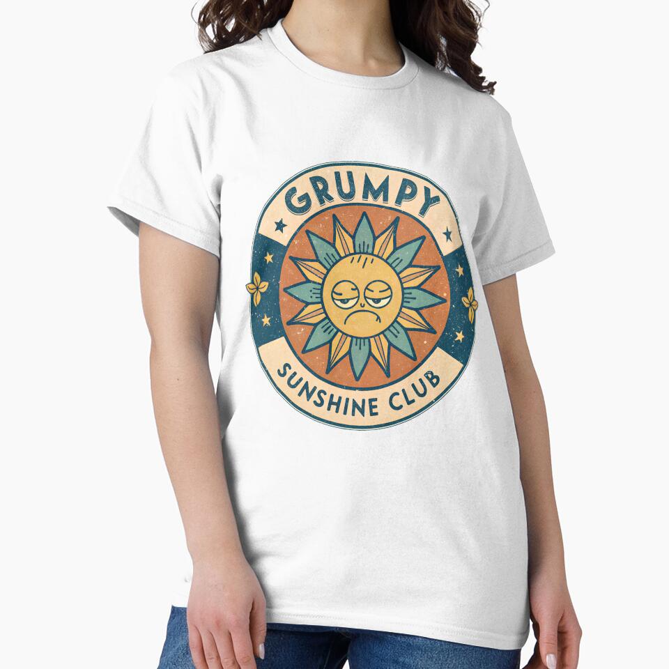 Grumpy Sunshine Club – Retro Grumpy Sun Vintage Badge Design by VividOrganica