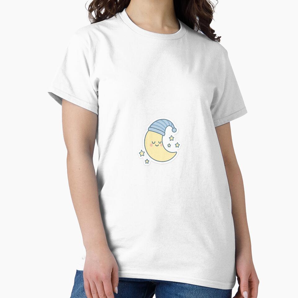Cute Sleeping Moon Sticker – Pastel Crescent with Stars by EdgeFlow