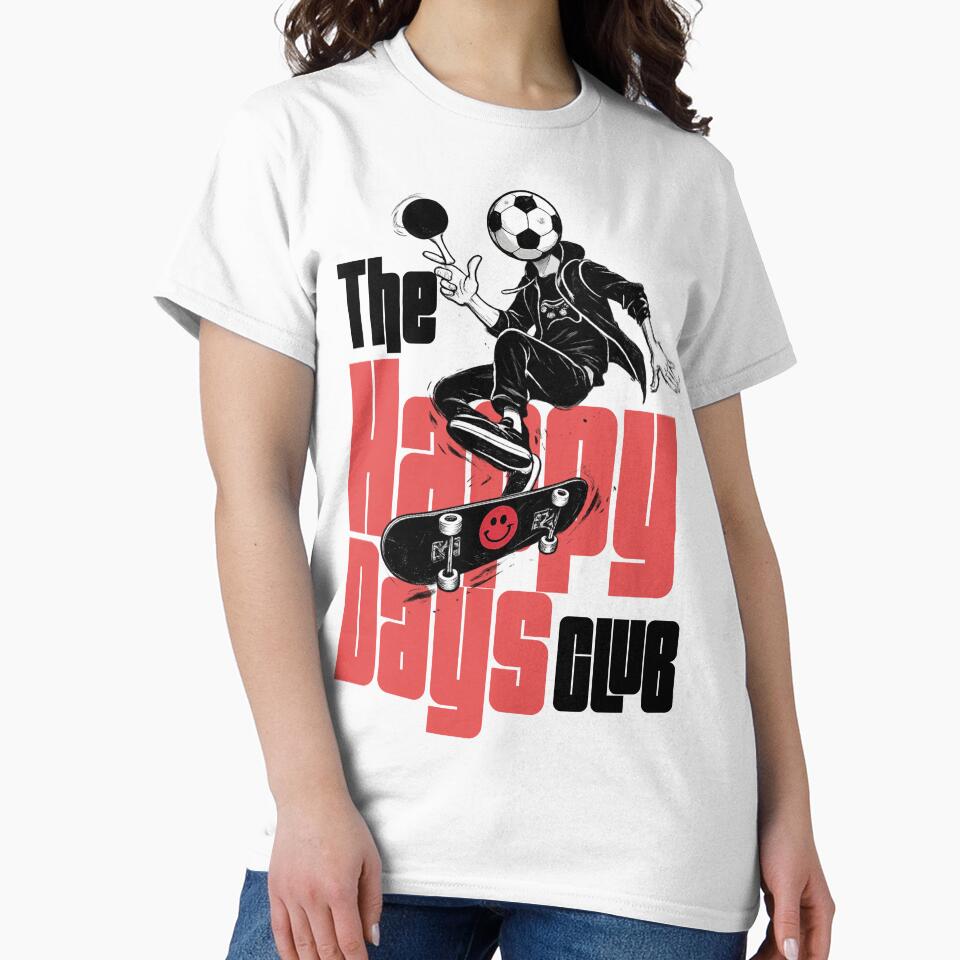 Happy days club FOOTBALL fans - Skater Urban Streetwear Dark Graphic Tee by Jesus Alberto Padrón