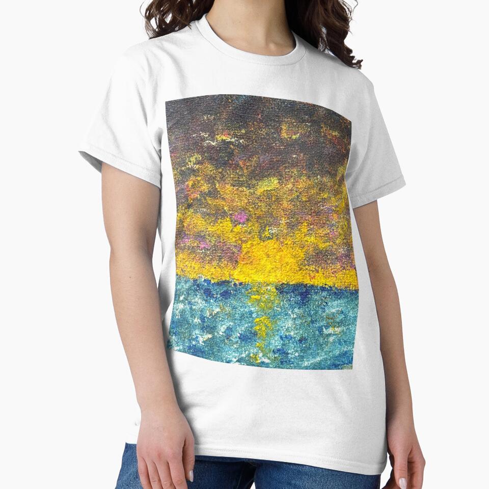 Painted Sunset Over Blue Ocean by elisewied
