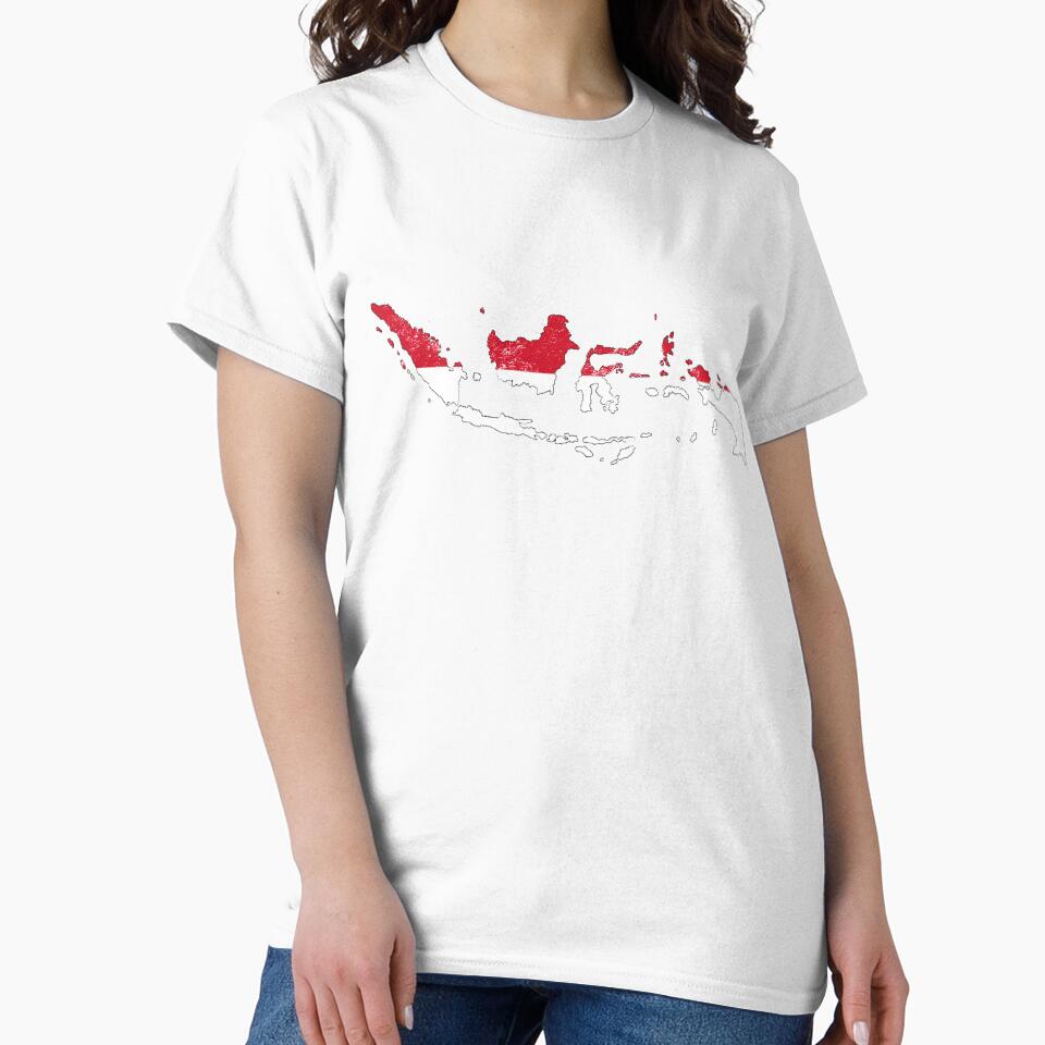 Indonesia Flag map tshirt distressed vintage by farhanhafeez