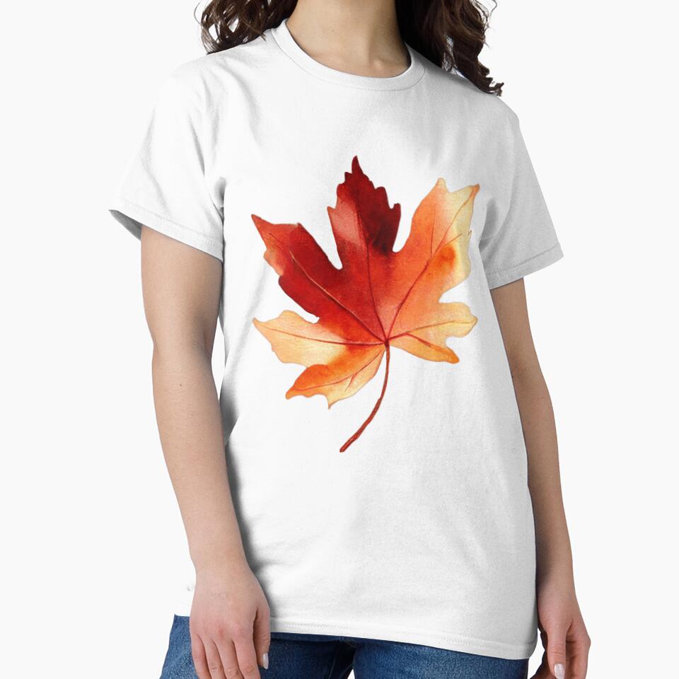 Autumn Leaf Illustration – Red and Orange Fall Foliage by Floraphoria