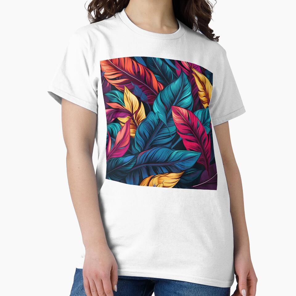 colorful large tropical leaves print by dcrc