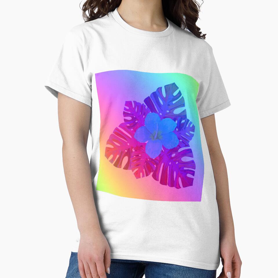 Tropical Rainbow Multicolor Hibiscus Leaves Blue Flower Purple Leaves by hearthearts