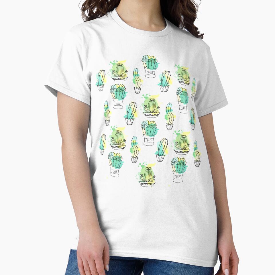 Cute cactus drawing and painted pattern by crazycollective