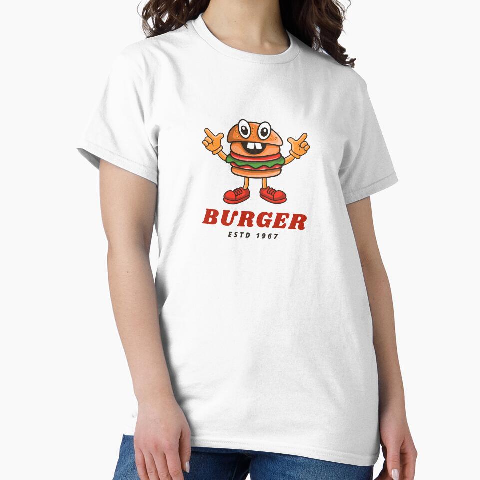 Cute Burger Mascot Cartoon – Funny Fast Food Character Design by JoyfulLilstudio