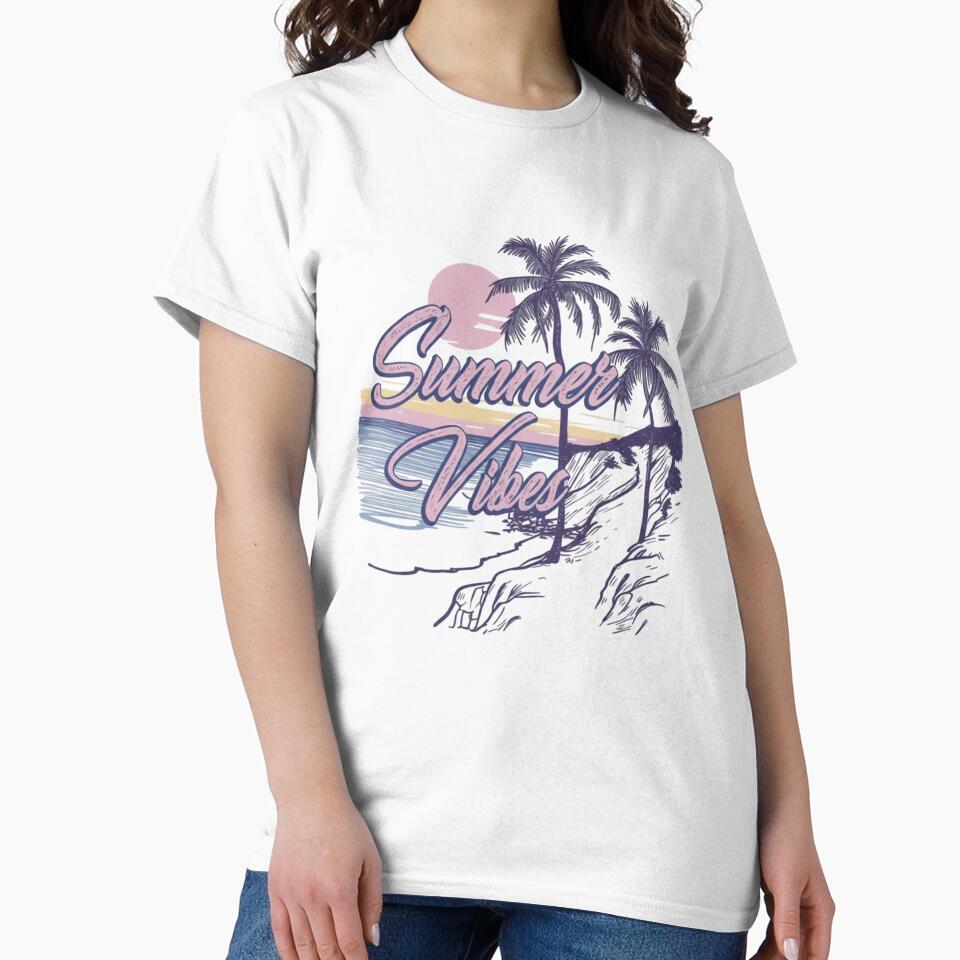 Retro pastel sunset with palm trees and ocean scenery for dreamy summer vibes by QuotinTs