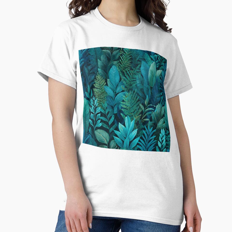 blue and teal tropical floral print by dcrc