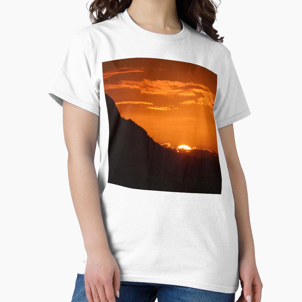 Tangerine-Orange Tropical Sunset Over Mountain by DEC02