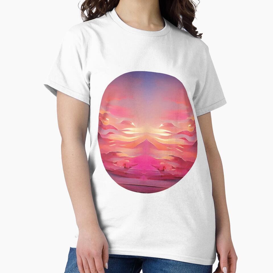 Pink n Blue Sunset Painting - cicular by Unaiza Khalid