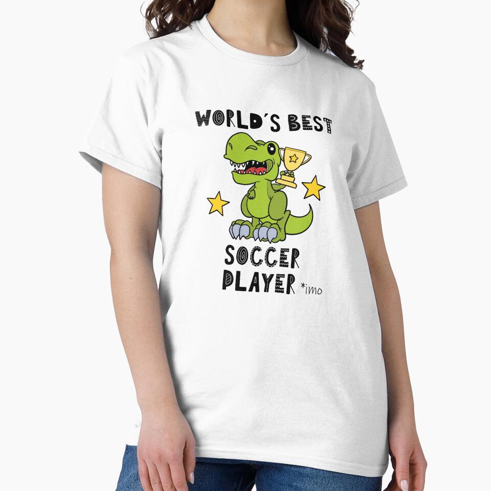 Worlds Best Soccer Player, Funny, Dinosaur, Animal, Cup, T Rex, Tyrannosaurus Rex, Sports, Humor, Text, Words by iHeartDinosaurs